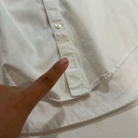 Zara Man Men’s Large Slim Fit White Button Down Shirt Plaid Elbow Patches - Picture 5 of 7